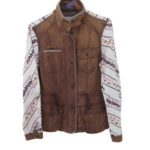 Free People Cargo Utility Follow Your Heart Jacket Small Greenish Brown Aztec